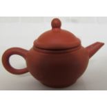 MINIATURE YIXING STYLE TERRACOTTA POTTERY TEAPOT, CHARACTER STAMP TO BASE