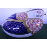 ROYAL CROWN DERBY QUAIL PAPERWEIGHT, WITH GOLD STOPPER