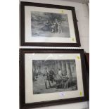 PAIR OF BLACK AND WHITE FRAMED AND MOUNTED PRINTS DEPICTING WW I SOLDIERS