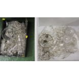 ASSORTED CHANDELIER AND CEILING LIGHT GLASS DROPLETS AND SHADES (TWO BOXES)