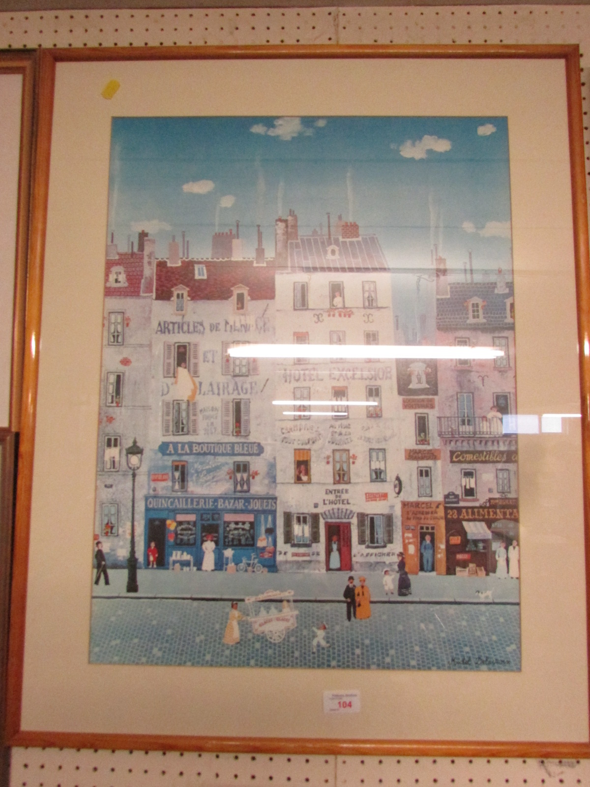 FRAMED AND MOUNTED COLOUR PRINT OF STREET SCENE AFTER MICHEL DELACROIX