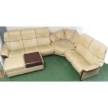 EKORNES STRESSLESS RECLINING CORNER SOFA WITH THREE SEATER, TWO SEATER AND CORNER POD SECTIONS IN