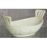 OVAL SOWERBY MILK GLASS BOWL WITH TWO HANDLES