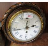 SESTREL OAK CASED CIRCULAR WALL CLOCK WITH DIAL MARKED 'HENRY BROWNE & SON LTD, BARKING & LONDON' (