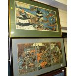 TWO FRAMED JAPANESE PRINTS DEPICTING BATTLES (SEE ALSO IN THIS SALE LOTS 41, 63, 236, 237, 252, 253