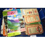 TRAY OF ASSORTED VINTAGE BUS AND COACH PAMPHLETS INCLUDING GUIDES, ROUTES AND TIMETABLES