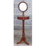 STAINED MID WOOD CIRCULAR SHAVING STAND ON TRIPOD LEGS