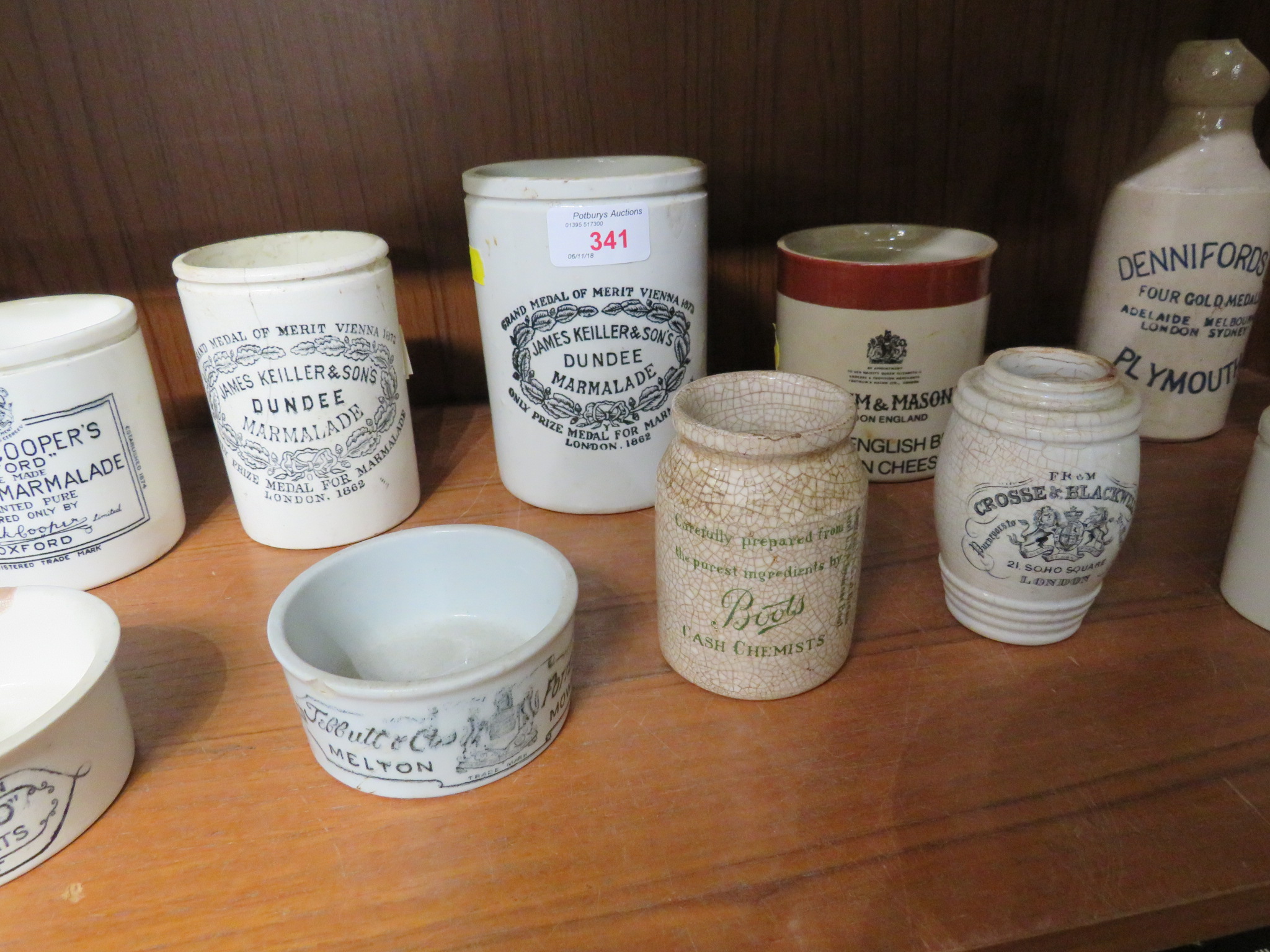 SELECTION OF VINTAGE STONEWARE JARS INCLUDING 'JAMES KEILLER & SON MARMALADE' AND 'CROSSE & - Image 3 of 4