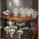 SELECTION OF STAINLESS WARE AND DRINKING GLASSES