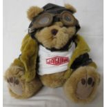 Channel Toy (UK) Ltd plush seated bear dressed in a Jaguar branded t-shirt, racing jacket, helmet