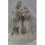 Parian figural group, depicting perhaps a Biblical or Classical scene with a robed official