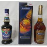 Martell VS fine Cognac, 40%, 70cl (one bottle), boxed; and Sisca creme de cassis de Dijon, 15%,