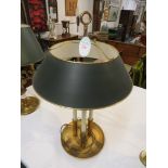 French gilt metal three-light bouillotte table lamp, overall height 80cm