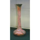 A fine tall Jas Macintyre and Co Ltd Florian Ware vase with flared and fluted rim, narrow stem above