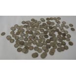 A bag of approximately one hundred and thirty five Victorian and Edwardian silver 3d bits