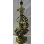 Continental porcelain figural table lamp modelled as a bottle vase with female figure arising from