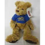 Loveheart Bears Monty plush bear wearing blue t-shirt with yellow Jaguar E-Type Register logo,