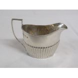 Silver half-reeded cream jug, marks for Birmingham, 1900, and maker's stamp, 2.0ozt