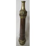 Copper and brass nozzle for a fire hose, signed MERRYWEATHER LONDON, length 43.5cm