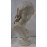 Copeland Parian bust of woman, marked CERAMIC AND CRYSTAL PALACE ART UNION PUB. NOVEMBER 1869 M.