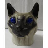 Copenhagen Aluminia figure of a Siamese cat's head by Jeanne Grut, height 10cm