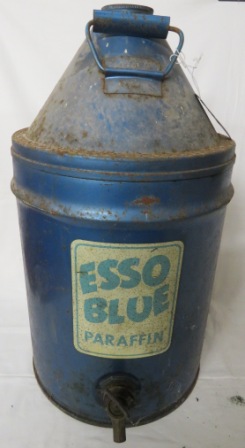 Broughs Esso Blue Paraffin canister with tap, height 50cm, diameter 28.5cm