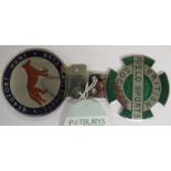 British Field Sports Society badge, chromium and green enamel, and a Beaufort Hunt Supporters Club