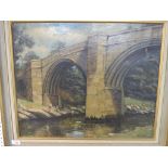 'The Devil's Bridge, Kirby, Lonsdale', oil on canvas, signed C A Youldon lower right and dated 1958,