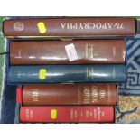 TYNDALES BIBLE OLD AND NEW TESTAMENTS PUBLISHED BY YALE IN SLIPCASE; AND THREE FOLIO SOCIETY BOOKS