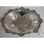 A silver fruit basket by George Nathan & Ridley Hayes, oval with shell and scroll rim, pierced