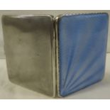 Silver and blue guilloche enamel cigarette case, marks for Birmingham, 1932, maker's stamp William