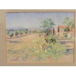 Lionel Aggett - Mediterranean house in landscape, pastel, signed lower left, (14cm x 19cm), F&G
