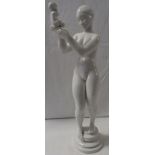 Bing & Grondahl blanc de chine porcelain figure of mother and baby on a stepped circular base,