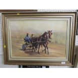 FRAMED ACRYLIC ON BOARD OF HORSE AND CART SIGNED 'TONY WALTON 87'