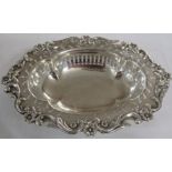 Oval pierced and foliate silver dish, marks for London, 1900, maker's stamp William Hutton & Sons