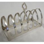 Silver six division toast rack, marks for Sheffield, 1937, maker's stamp Viners Ltd, 2.2ozt