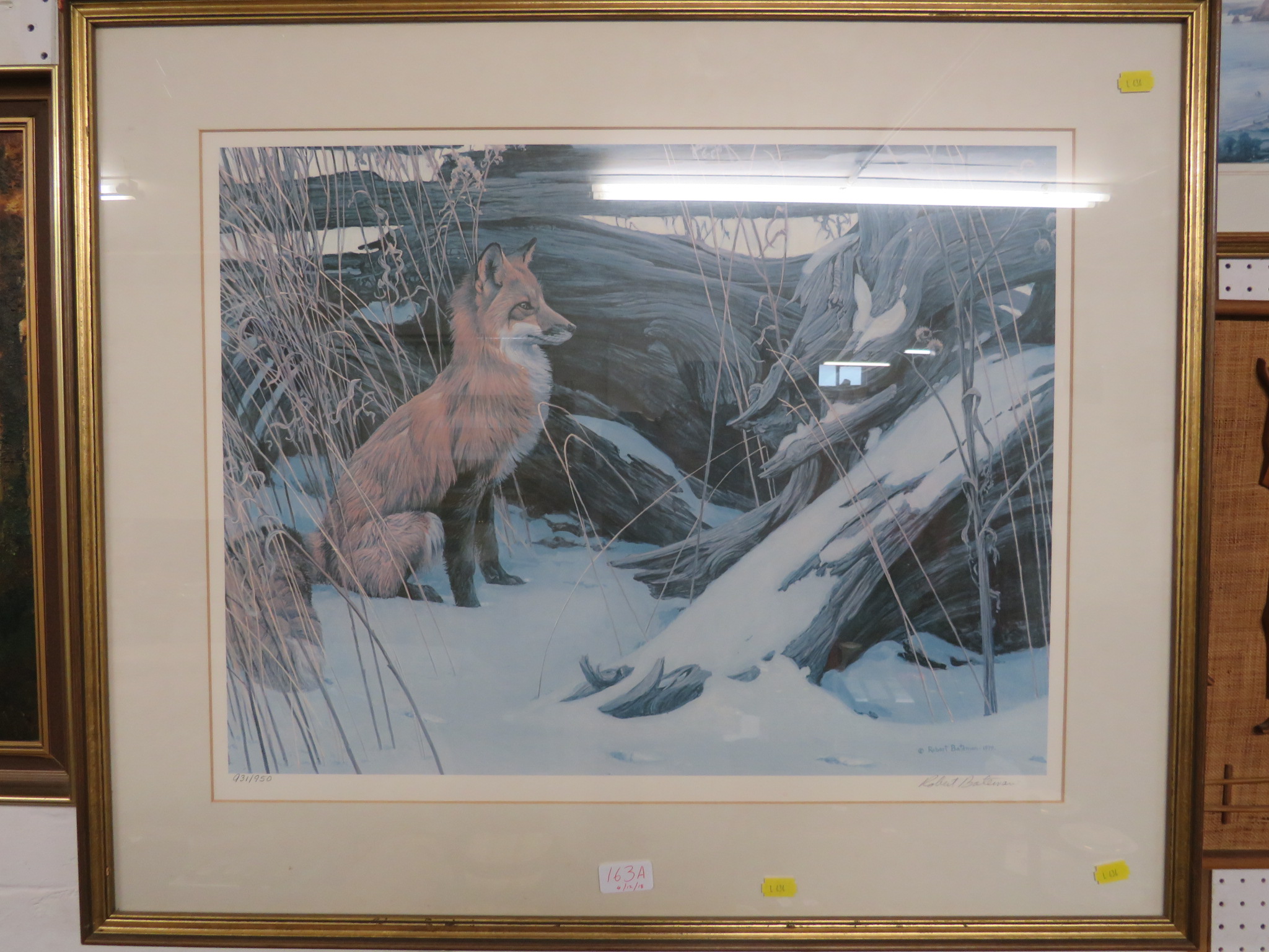 ENDORSED LIMITED EDITION PRINT OF FOX IN SNOW AFTER ROBERT BATEMAN, 931 / 950 - Image 2 of 3