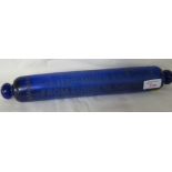 BLUE GLASS ROLLING PIN ENGRAVED WITH WEARMOUTH BRIDGE AND INSCRIBED 'A PRESENT TO LIEUTENANT MURRANT