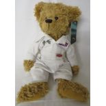 LRC Collections Ltd Jaguar Heritage Bear JHR 2206 AB NS, dressed in white racing overalls
