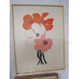 Bouquet II, colour print of red and white flowers, numbered 13/18, perhaps after Harriet R