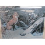 ENDORSED LIMITED EDITION PRINT OF FOX IN SNOW AFTER ROBERT BATEMAN, 931 / 950