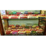 TWO SHELVES OF ASSORTED BOXED 'GREAT BRITISH BUSES' DIE-CAST BUS MODELS