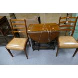 A pair of G-Plan dining chairs and a 20th Century Oak barley twist gate leg dining table (2)