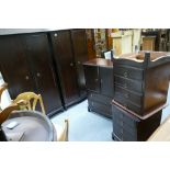 Stag bedroom suit comprising of 2 2 door wardrobes,