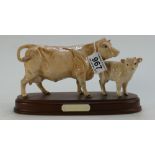Beswick Charolais Cow and calf on plinth 3075A