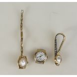 A group of 3 ladies gold watches, Unbranded 9ct gold watch with 9ct gold bracelet,