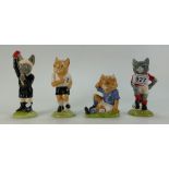 Beswick figures from the Footballing Felines Collection to include Mee-Ouch FF2, Dribble FF4,