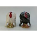 Royal Doulton model of a white turkey D6889 and a bronzed turkey D7149 both to commemorate the