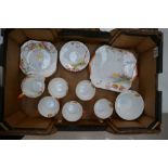 A collection of Shelley art deco hand painted tea ware in the W.S.