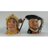 Royal Doulton large character jugs Henry VIII D6642 and The red Queen D6777(2)